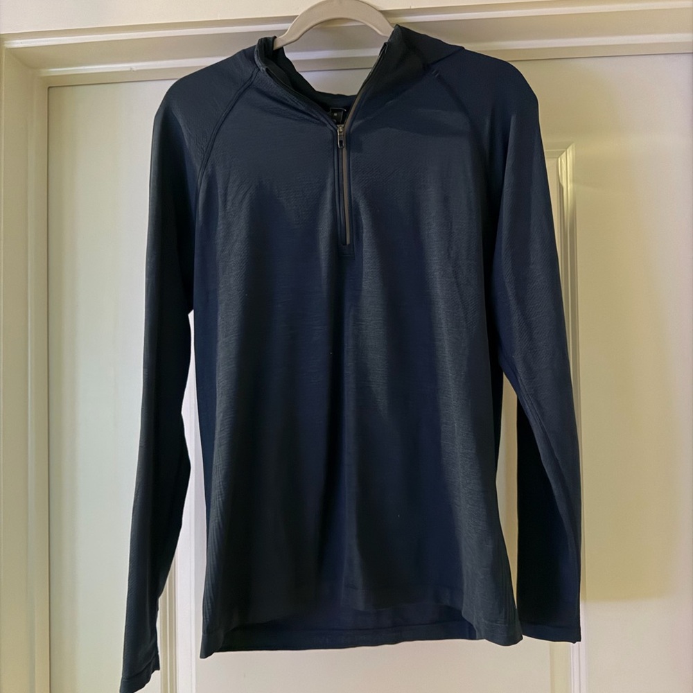 Lululemon Men’s Peloton Navy Quarter-Zip Performance Long Sleeve Activewear Med - Picture 2 of 6